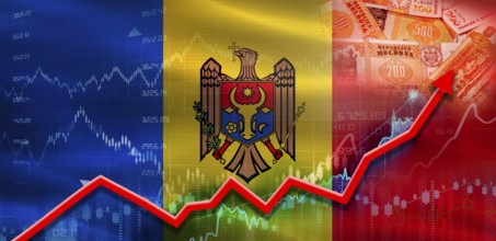 Moldavia financial growth on market graph. Moldavia economic growth on financial graph