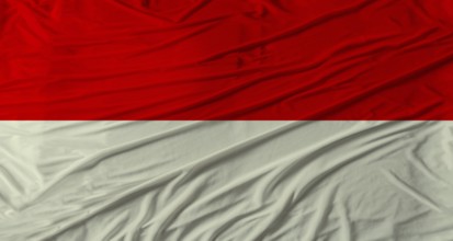 Indonesian flag waving. Flag of Indonesia with cloth texture