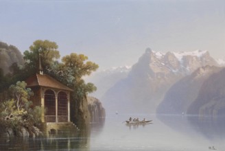 The Tell Chapel, Tell Chapel, on Lake Lucerne, Switzerland, based on a painting by Hubert Sattler