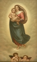 Biblical scene, Bible, The Sistine Madonna, illustration, reproduction from a 19th century model.