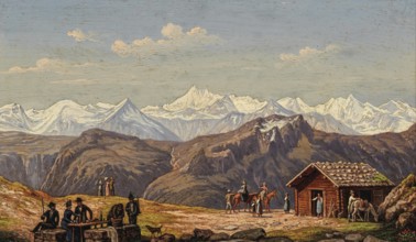 View from Gamskogel of Bad Gastein, Bad Hofgastein, Salzburger Land, Austria, based on a painting