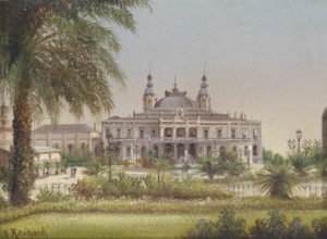 View of the casino in Monte Carlo, Monaco, based on a painting by Hubert Sattler (1817-1904),