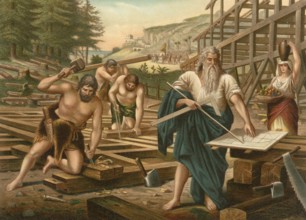 Biblical scene, Bible, The construction of Noah's Ark is described in the Bible, where God