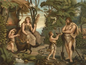 Biblical scene, Bible, After expulsion from paradise, the fall of Adam and Eve and the consequences