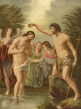 Biblical scene, Bible, The Baptism of Christ, a central event of the Gospels that publicly