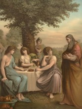 Biblical scene, Bible, Abraham talking to angels, in several biblical scenes, the best known is the