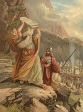 Biblical scene, Bible, Moses broke the tablets with the Ten Commandments out of anger because the