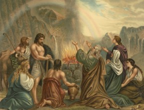 Biblical scene, Bible, Noah's sacrifice of gratitude, The sacrifice of Noah is a biblical narrative