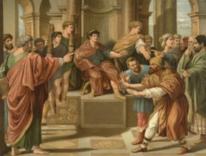 Biblical scene, Bible, The Blindness of Theophilus the High Priest, illustration, reproduction from