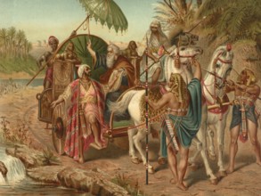 Biblical scene, Bible, Saint Philip baptizes the courtier, a biblical story from the Acts of the