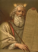 Biblical scene, Bible, Moses with the tablets of the commandments, tablets of the law, Moses