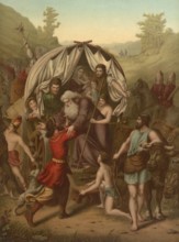 Biblical scene, Bible, Joseph settles his family, including Jacob, in Goshen because the land is