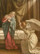 Biblical scene, Bible, The Annunciation, the event in which the Archangel Gabriel tells the Virgin