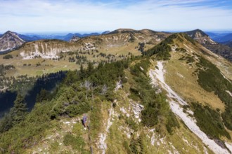 Drone shot, At the summit of Egelseehörndl, Postalm, Osterhorn Group, Salzkammergut, Province of
