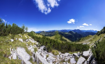 View from Egelseehörndl into the Osterhorn Group, Postalm, Salzkammergut, Province of Salzburg,