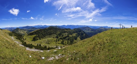 Summit Cross, Hoher Zinken, View of the Osterhorn Group, Postalm, Salzkammergut, Province of