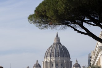 Dome of St. Peter's Basilica in the Vatican city, Rome, Italy