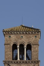Bell tower of a church in the city of Rome, Italy