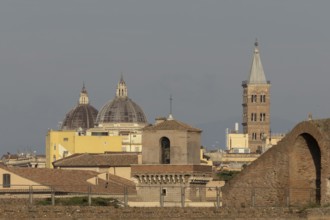 Domes and a church in the city of Rome, Italy