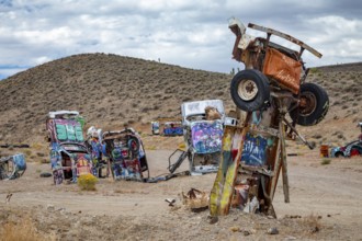 Goldfield, Nevada - The International Car Forest of the Last Church. Artist Mark Rippie has