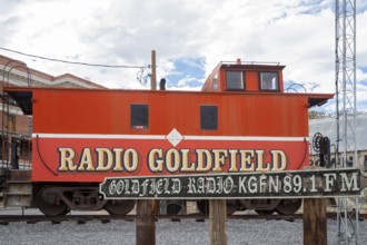 Goldfield, Nevada - The radio studio of Radio Goldfield, KGFN, is housed in an old caboose