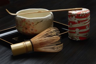 Matcha tea preparation accessories, tea utensils