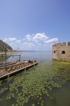 Boats in Golubac Fortress or Kolumbatz or Pigeon Town or Pigeon Castle on the Danube, Golubac,