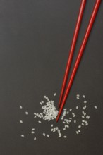 Rice and chopsticks. Oryza