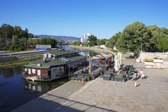 Restaurant boat on the Nišava river, old town, Niš, Serbia