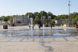 Water feature at King Milam Square, behind the fortress's Stambol Gate, Old Town, Niš, Serbia