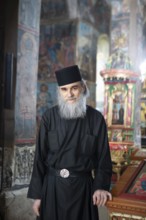 Serbian Orthodox monk in Krusedol monastery, portrait, Krušedol Prnjavor, Vojvodina Province,