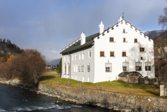 Chesa Merleda, house, inn, autumn, La Punt Chamue, Engadin, Grisons, Switzerland