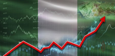 Nigeria financial growth on market graph. Nigeria economic growth on financial graph