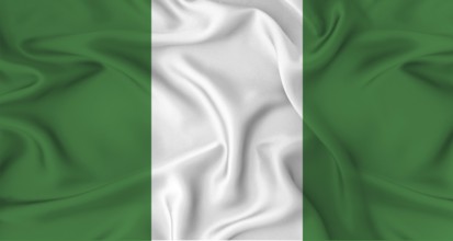Realistic Nigerian flag waving Close up of flag of Nigeria with cloth texture