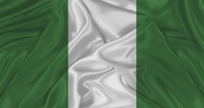Flag of Nigeria with cloth texture Close up of Nigeria flag waving