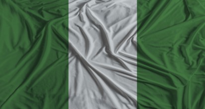 Nigerian flag with fabric texture background National flag of Nigeria with cloth texture