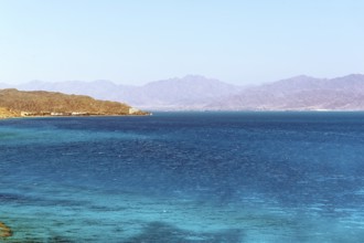 View of the Egyptian coast from the Sinai peninsula not far from the border with Israel across
