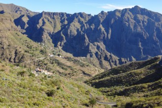 Scattered small houses in Masca Valley Masca Gorge, Masca, Santa Cruz de Tenerife, Spain