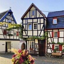 Half-timbered houses in the old town of Erpel, Neuwied district, Rhineland-Palatinate, Lower Middle