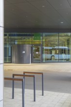 Front view of a modern office building with large windows near Calw district, Calw district office,