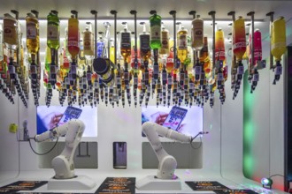 Las Vegas, Nevada - Robotic bartenders mix and serve drinks at the 'Tipsy Robot' in the Venetian