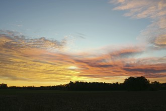 Morning, sky, clouds, lighting mood, landscape, red, orange, Germany, colorful play of colors just