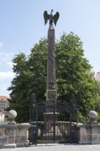 Obelisk with War Eagle, Charles Bridge, Old Town, Nuremberg, Middle Franconia, Franconia, Bavaria,