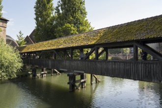 Historic Henkersteg, Pedestrian Bridge, Pegnitz River, Old Town, Nuremberg, Middle Franconia,