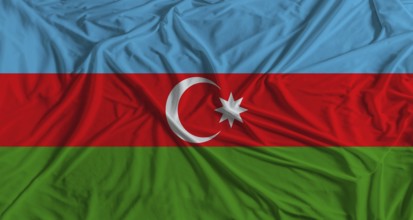 Azerbaijani flag waving. Flag of Azerbaijan with cloth texture