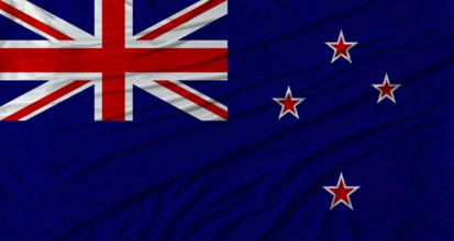 New Zealander flag waving. Flag of New Zealand with cloth texture