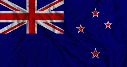 New Zealander flag with fabric texture background. National flag of New Zealand
