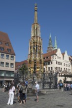 Schöner Brunnen am Hauptmarkt, Altstadt, Nuremberg, Middle Franconia, Franconia, Bavaria, Germany