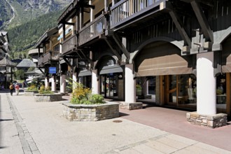Pedestrian zone in the city center, Chamonix-Mont-Blanc, Haute-Savoie, France