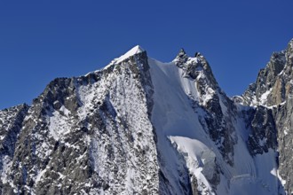 Snow-covered Aiguille Blanche de Peuterey, Pointe Helbronner viewing terrace, Chamonix-Mont-Blanc,